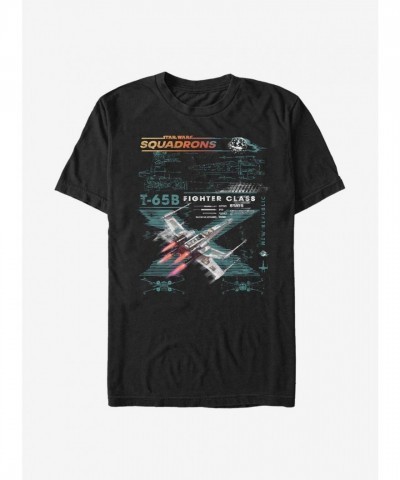 Star Wars T-Shirt with X-Wing Squad Design in Black for Men
