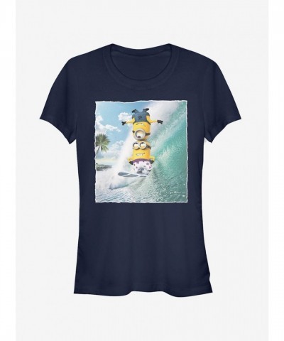 Minion Surf Tricks Tee for Girls - Blue