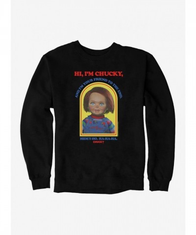 Chucky "Hi I'm Chucky" Unisex Heavyweight Fleece Sweatshirt - Black