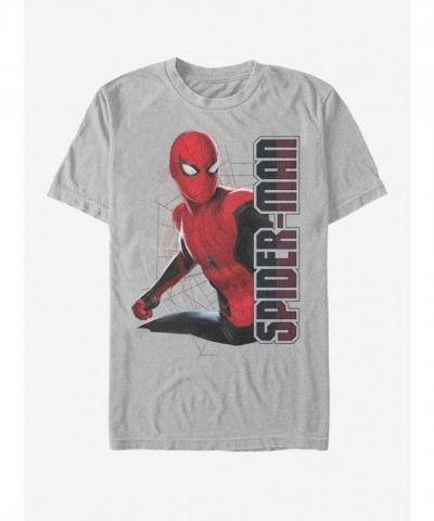 Marvel T-Shirt - Far From Home Spider-Man Silver Web Design for Men