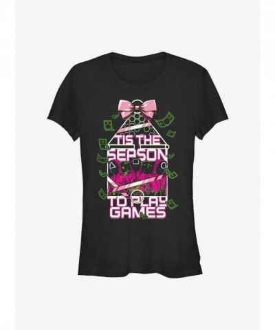 Squid Game Inspired Girls T-Shirt - Trendy Black Junior Size
