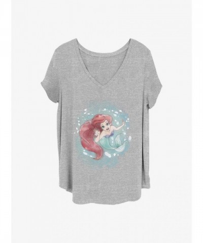 Disney Grey Little Mermaid Sea Colors Plus Size Girls T-Shirt