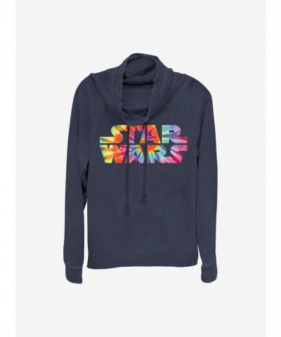 Star Wars Cowl Neck Tie-Dye Top for Girls - Blue Lightweight Sweatshirt