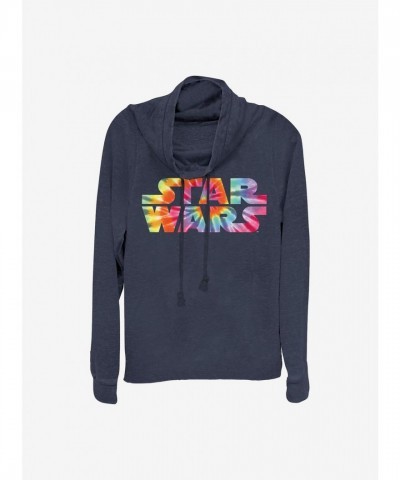 Star Wars Cowl Neck Tie-Dye Top for Girls - Blue Lightweight Sweatshirt