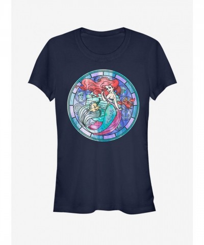Disney The Little Mermaid Ariel Stained Glass Tee for Girls - Blue
