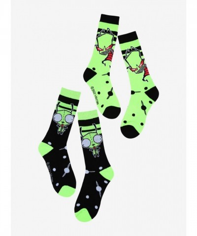 Invader Zim Black & Green Crew Socks Set for Cozy Feet