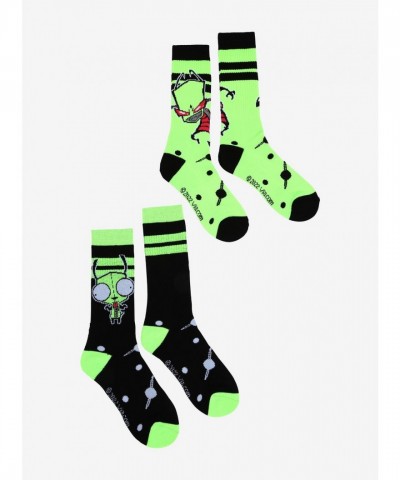 Invader Zim Black & Green Crew Socks Set for Cozy Feet