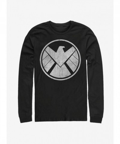 Marvel Avengers Iconic Shield Long-Sleeve T-Shirt for Men - Black