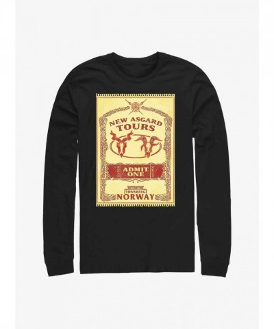 Marvel's Thor: Love and Thunder Tour Poster Men's Long Sleeve Tee - Black