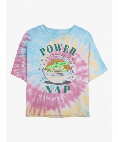 Star Wars Mandalorian Power Nap Tie Dye Crop T-Shirt for Girls - Multi