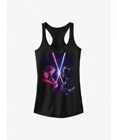Obi-Wan Kenobi vs. Darth Vader Girls Racerback Tank Top - Black