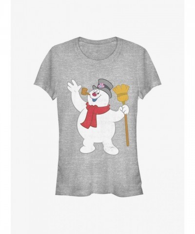 Frosty Snowman Girls T-Shirt in Grey - Lightweight Classic Design