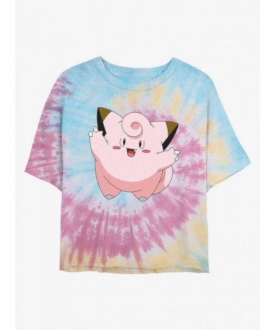 Pokemon Clefairy Tie-Dye Junior Girls Crop Top - Multi Colors