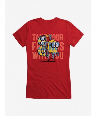 Minions Friends Graphic Tee for Girls - Junior Sizes in Red