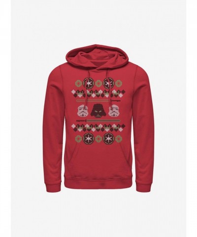 Star Wars Empire Holiday Themed Red Ugly Christmas Sweater Hoodie for Men