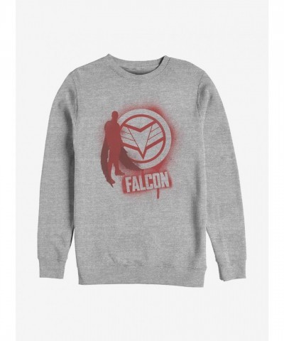 Marvel Falcon Spray Paint Crew Sweatshirt - Grey Men's