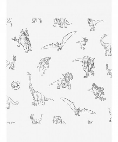 Jurassic World Dinosaurs Peel & Stick Vinyl Wallpaper - Black & White Line Art