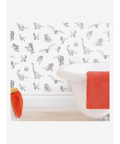 Jurassic World Dinosaurs Peel & Stick Vinyl Wallpaper - Black & White Line Art