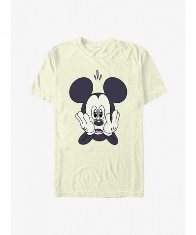Disney Surprised Mickey Mouse T-Shirt - Lightweight Beige for Men