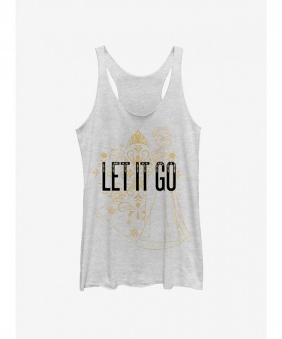 Disney Frozen Let Go Line Girls Cotton Blend Tank Top - White
