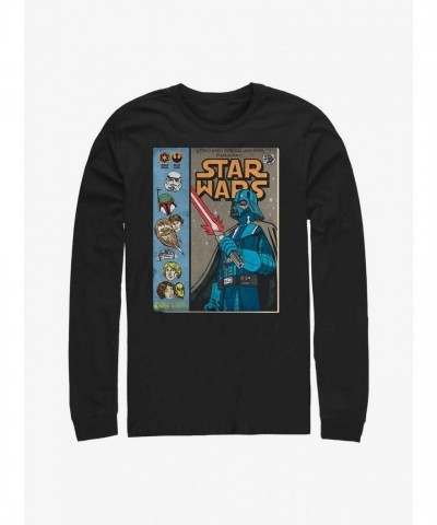 Star Wars Men's Long Sleeve Darth Vader T-Shirt - Black