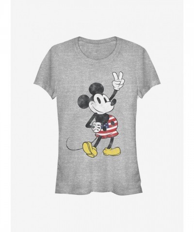 Disney Grey Girls Mickey Mouse T-Shirt - Lightweight Junior Size