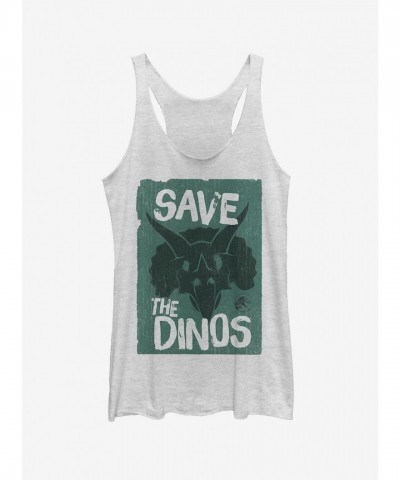 Jurassic World Save the Dinos Cartoon Tee for Girls - White