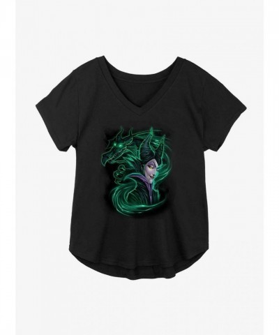 Disney Maleficent Dark Magic V-Neck T-Shirt for Girls - Plus Size Black