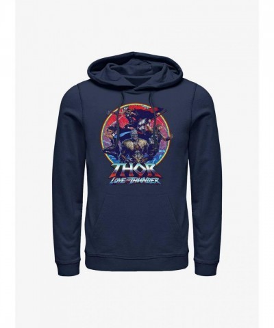 Marvel Thor Love And Thunder Group Emblem Hoodie - Men's Blue