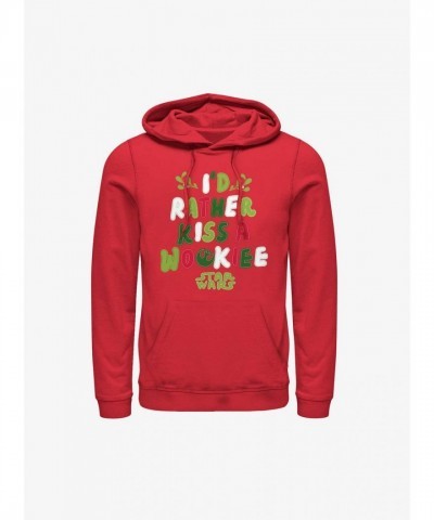 Star Wars I'd Rather Kiss a Wookie Men's Red Hoodie