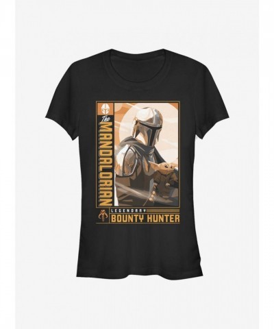The Mandalorian Legendary Duo T-Shirt for Girls - Lightweight Black Cotton