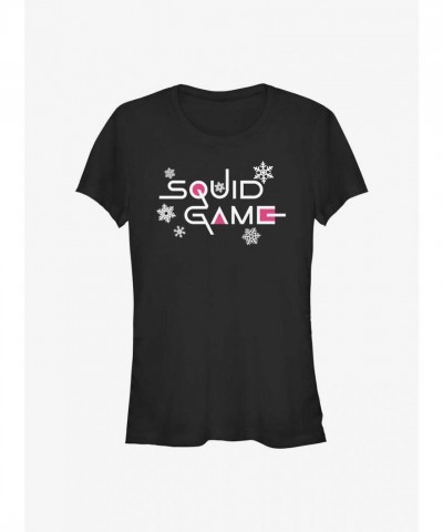 Squid Game Snowflake Logo Lightweight Cotton T-Shirt - Junior Girls Black