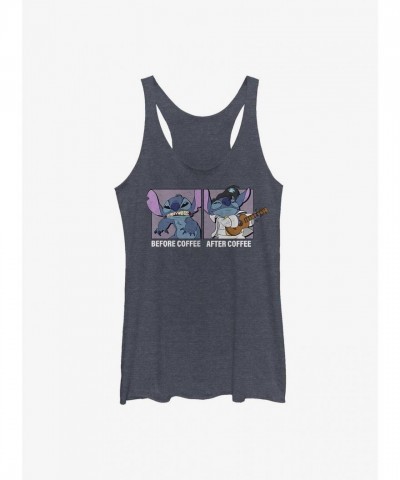Disney Lilo & Stitch Girls Blue Tank Top - Before & After Coffee Design