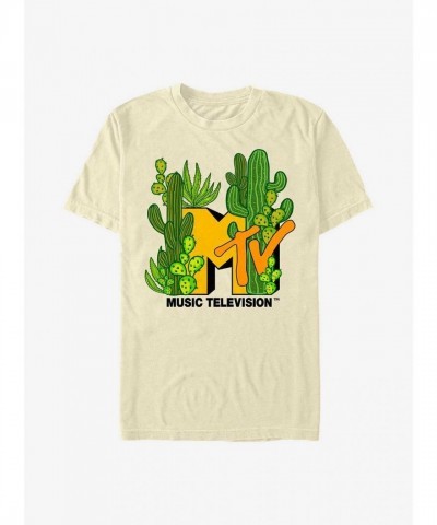 MTV Cacti Galore Logo T-Shirt - Beige Tan Men's Size