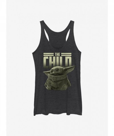 Star Wars Mandalorian Child Figure Girls Cotton Tank Top - Black