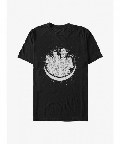 Disney Celestial Princesses T-Shirt for Men - Black Lightweight Cotton